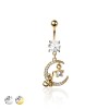 316L SURGICAL STEEL MULTI CZ MOON CAT STAR BELLY BUTTON NAVEL RING 